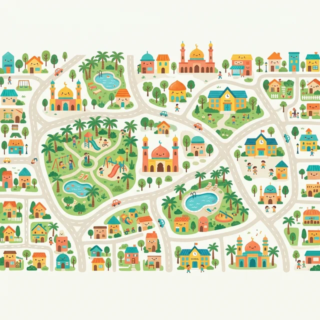 Riyadh neighborhood map illustration